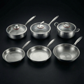 Hand-Hammered Titanium Complete Kitchen Set with 3 Lids (10, 11 & 12 inch)