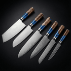 Limited Edition Japanese Damascus Knife Set – 6-Piece Sapphire Series