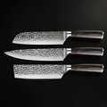 Japanese Hammered Damascus Chef's Knife Set – 3-Piece