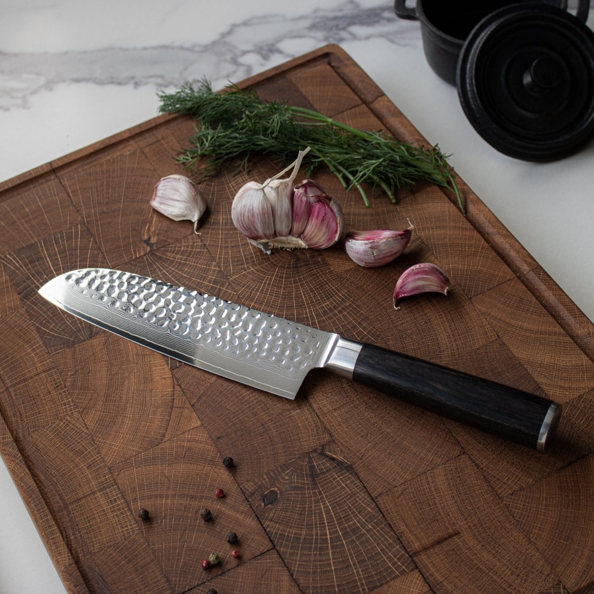 Japanese Hammered Santoku Knife – 7.1 inch (18 cm) Precision Blade
