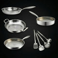 Hand-Hammered Titanium Family Set: 4 Pans & Utensils