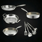Hand-Hammered Titanium Family Set: 4 Pans & Utensils