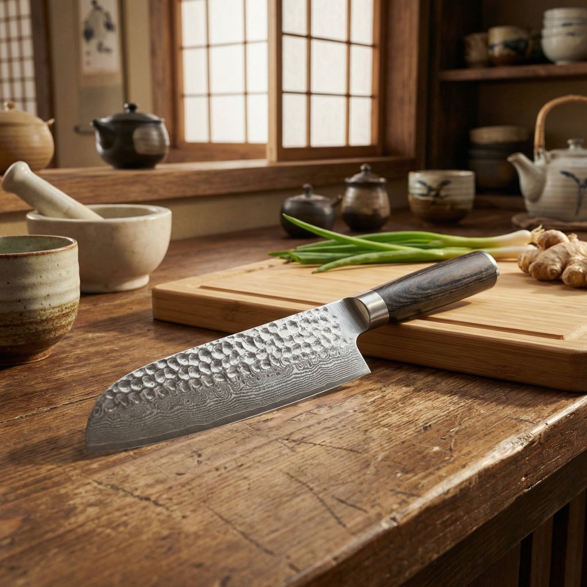 Japanese Hammered Santoku Knife – 7.1 inch (18 cm) Precision Blade