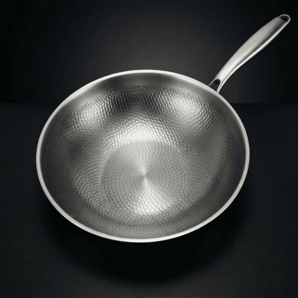 Hand-Hammered Titanium Wok Pan with Flat Base