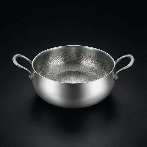 Hand-Hammered Deep Titanium Pot