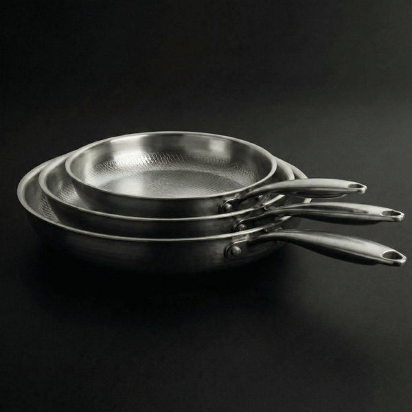 Hand-Hammered Titanium Pan – 3-Piece Set