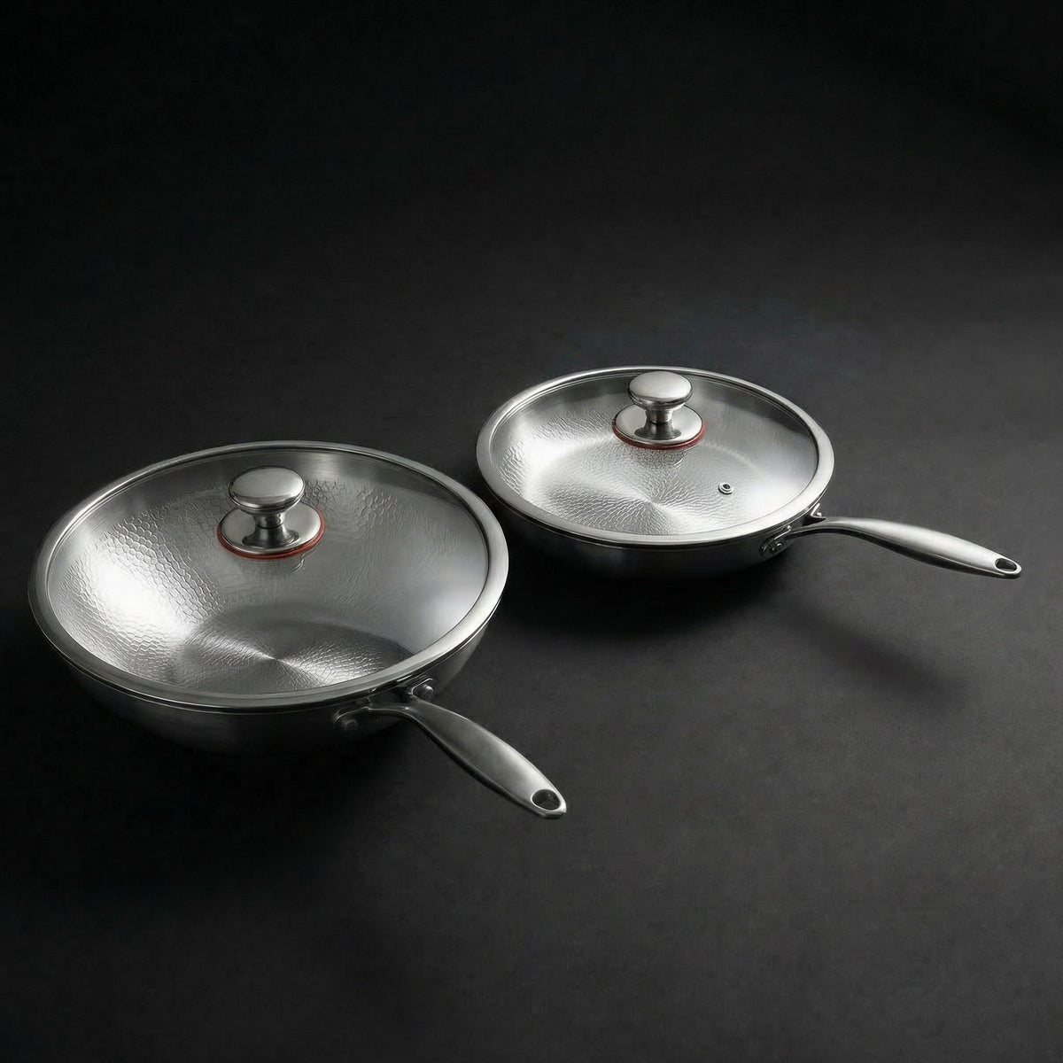 Hand-Hammered Titanium Wok & Frying Pan (10 inch) with Utensils