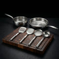 Hand-Hammered Titanium Pan & Sauté Set with Walnut Cutting Board and Utensils