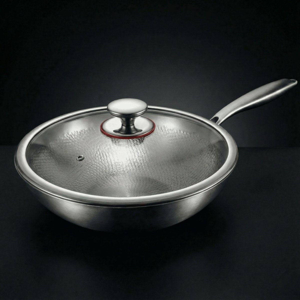 Hand-Hammered Titanium Wok Pan with Flat Base