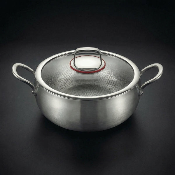 Hand-Hammered Deep Titanium Pot