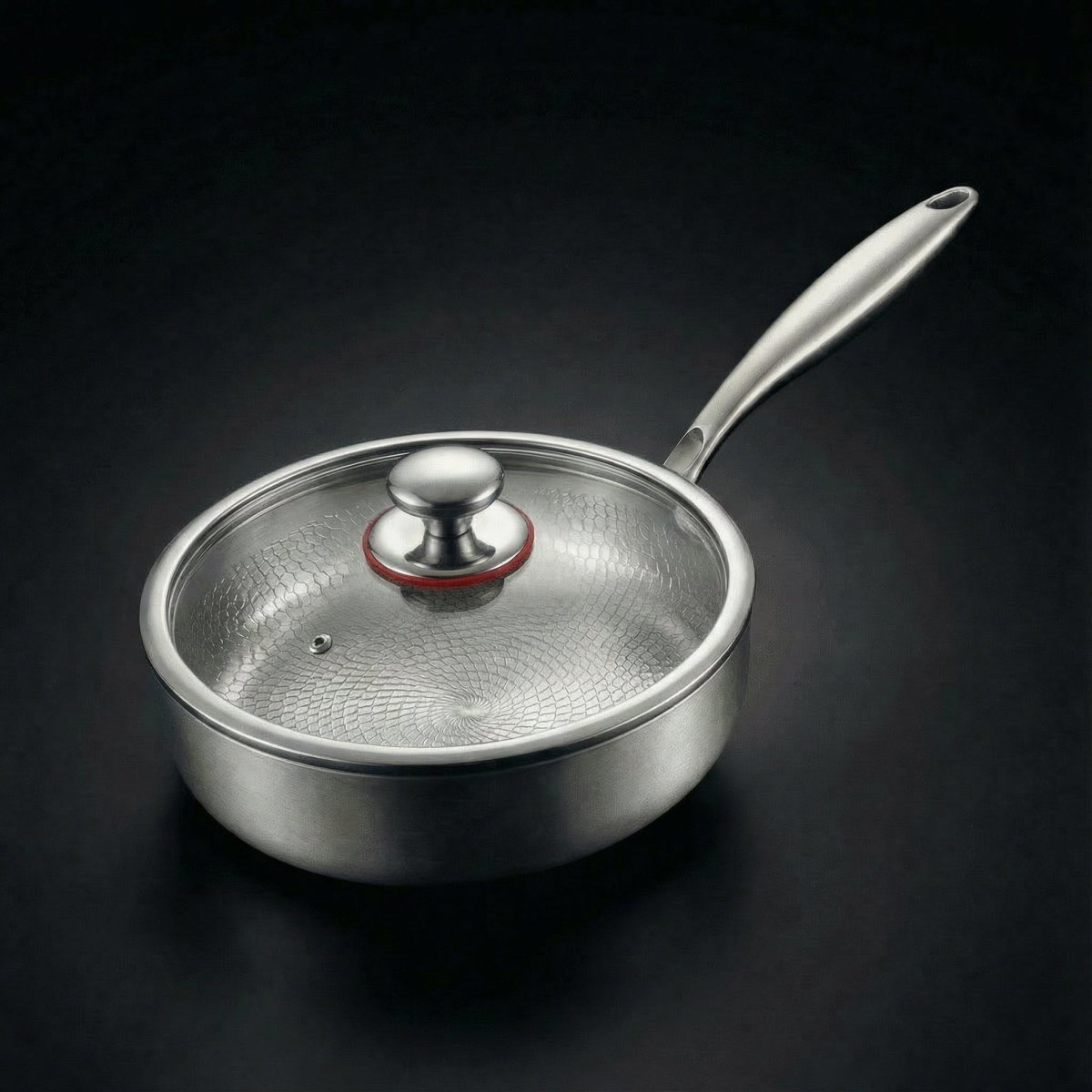 Hand-Hammered Titanium Pan with High Wall