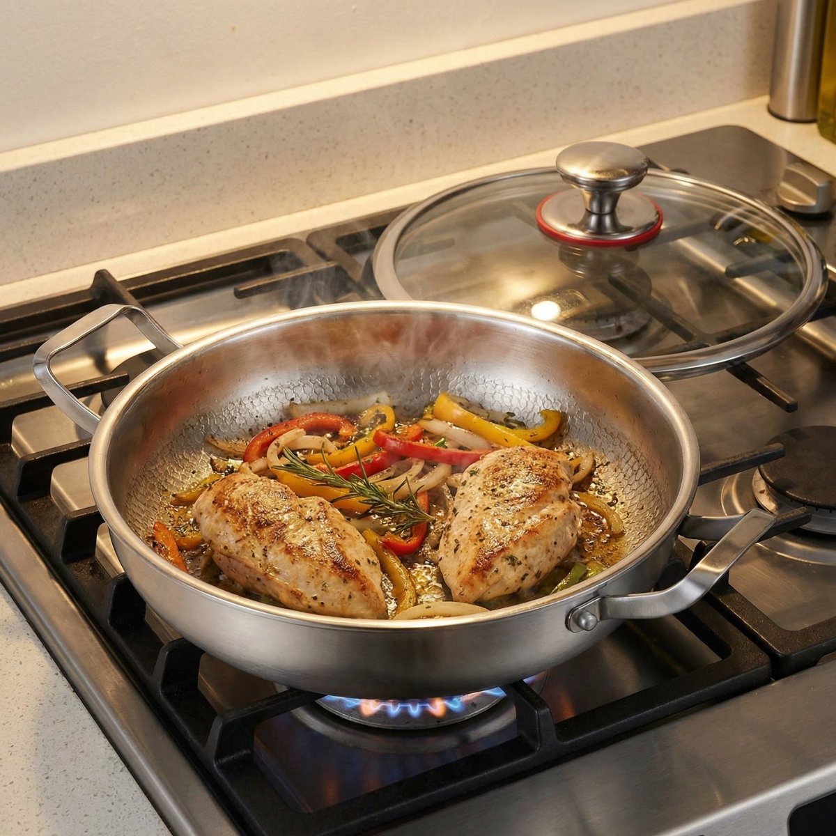 Hand-Hammered Titanium Pan with Two Handles